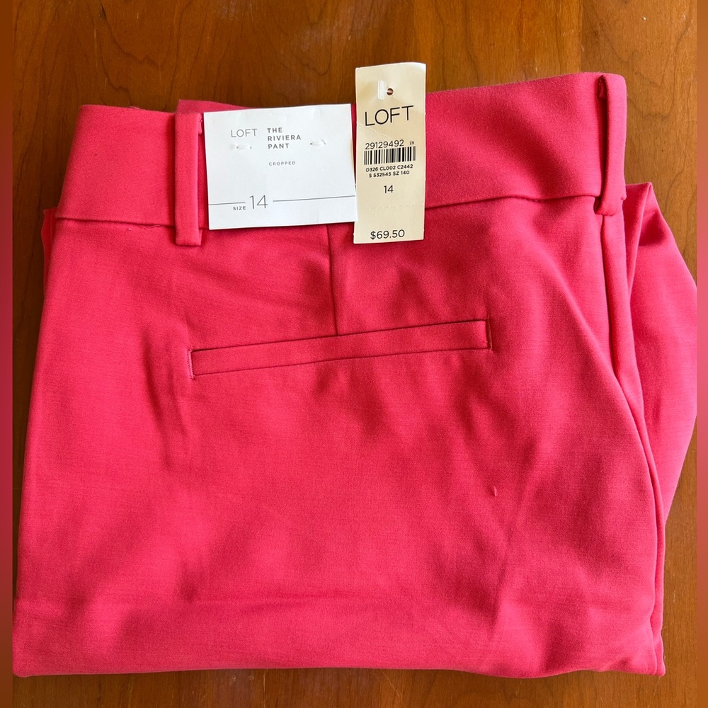 LOFT hot pink cropped Riviera pant